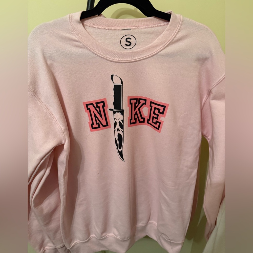Nike Light Pink Sweatshirt with Halloween Graphic